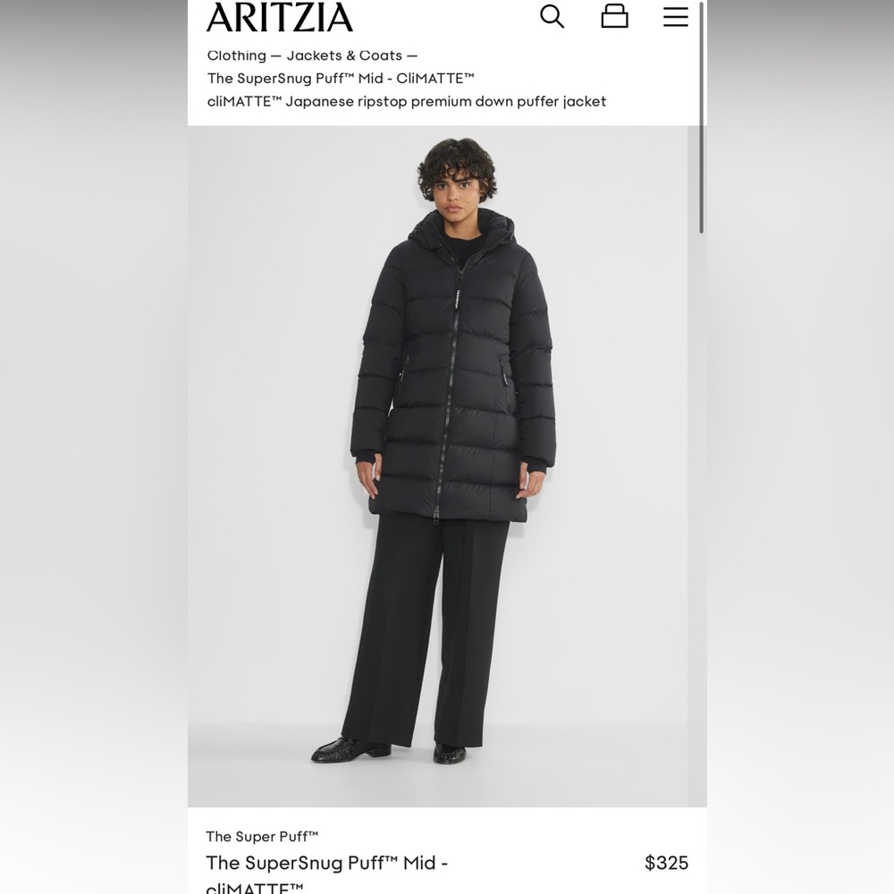 Aritzia THE SUPERSNUG PUFFER MID 
- size large
-color black